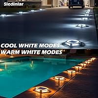 Vista 2 de SIEDiNLAR - Luces solares para terraza, para exteriores, 2 modos, LED, marcadores para muelle y entrada, luz impermeable para escalones, suelo