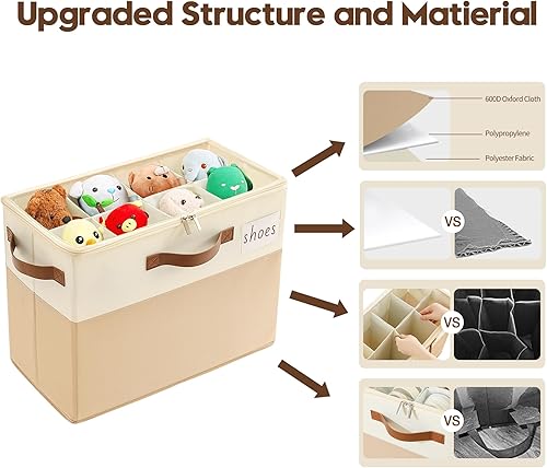 Miniatura 5 de Varhomax Caja Organizadora de Zapatos para Armario, Pequeño Organizador de Tela para Zapatos con Divisores Ajustables y Cubierta Transparente,