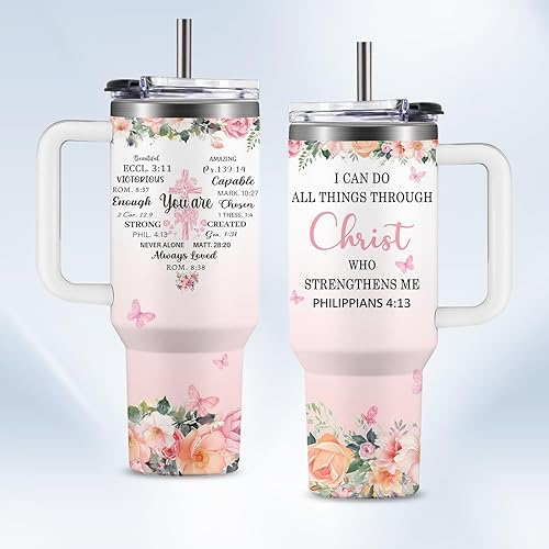 Christian Gifts for Women, 40oz Tumbler with Bible Verse, Christian Tumbler for Women with Straw, Religious Gifts for Womens, Inspirational Birthday Christmas Presents for Her, Mom, Sister