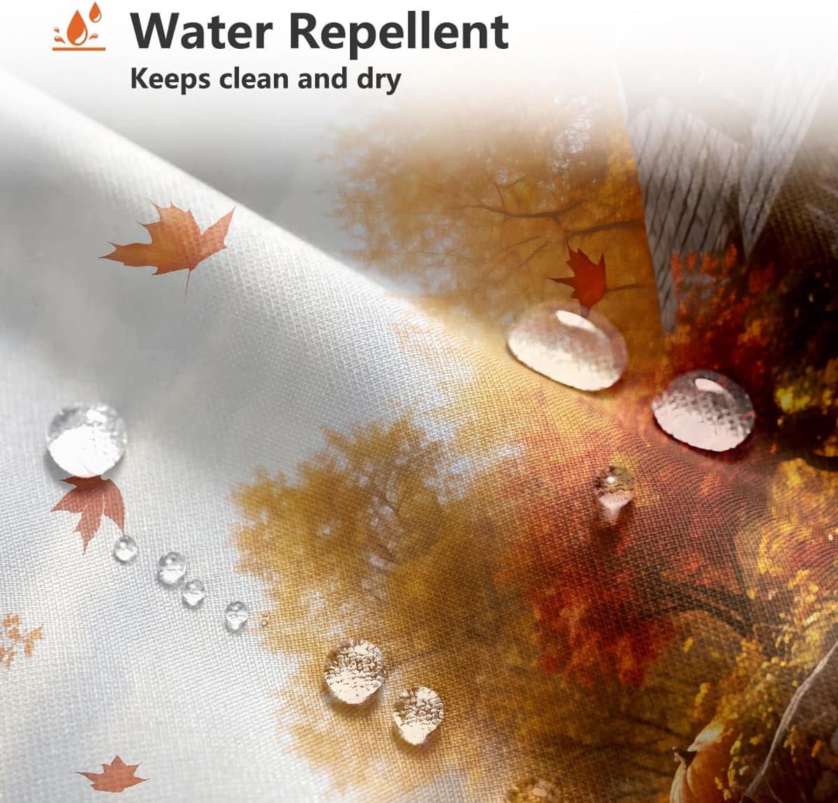 MEHOFOND Fall Cabin Bird Shower Curtain Autumn Thanksgiving Bath Curtain image 3