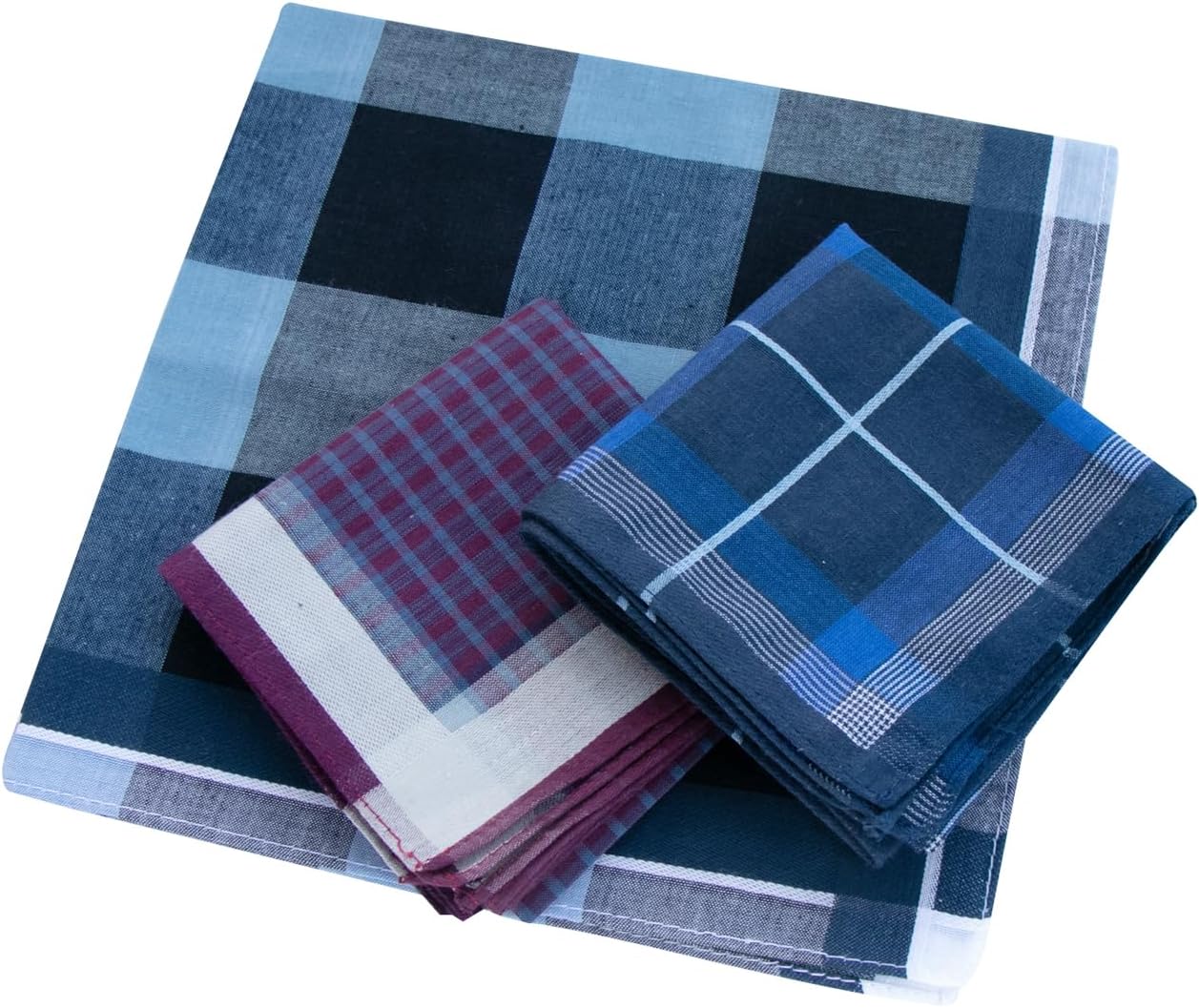 Assorted Men's Handkerchief Plaid 100% Cotton Handkerchiefs Soft Hankies
