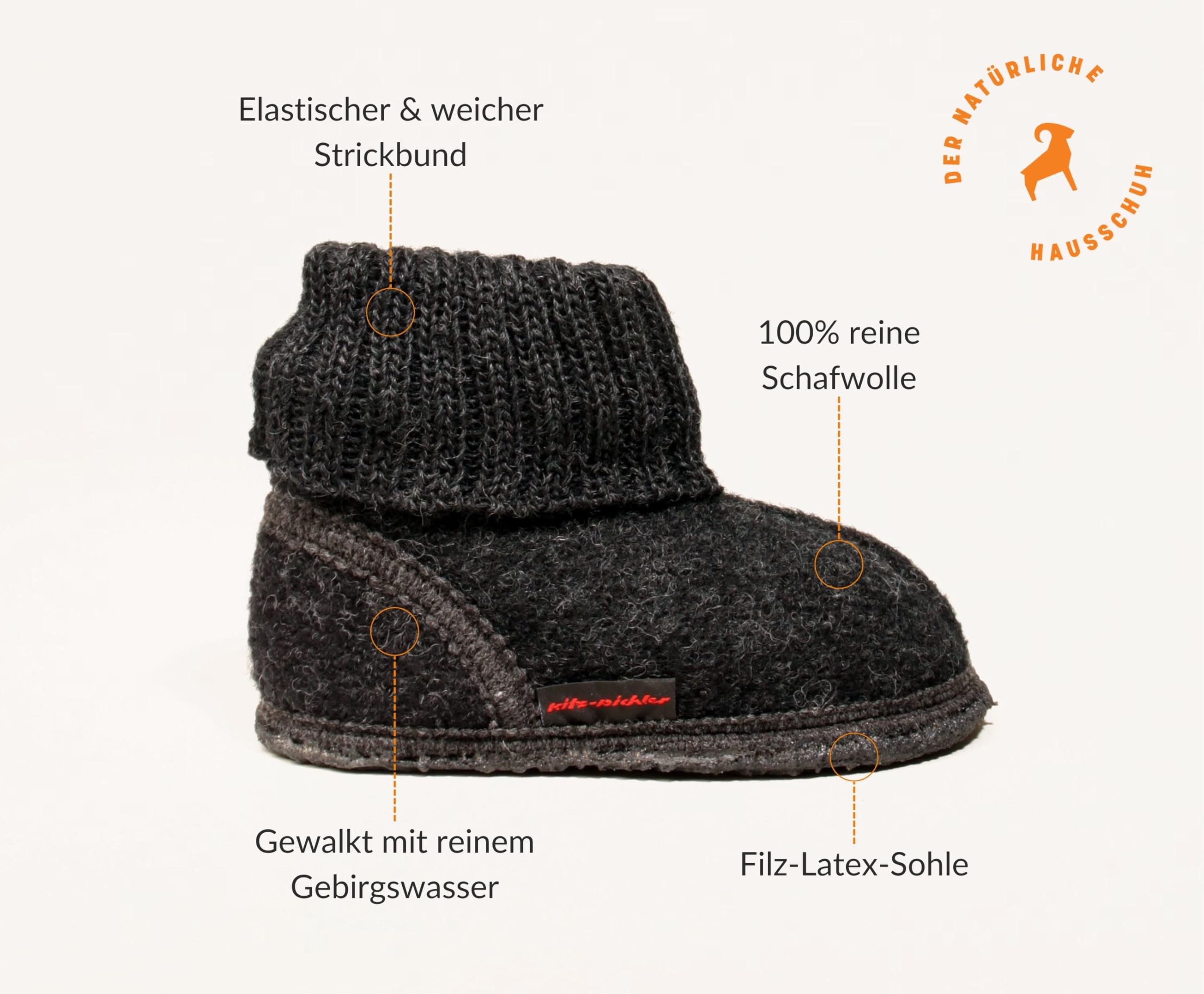 Zapatillas de casa Ötz Kids – Zapatillas altas para niños | De pura lana Schur – Suela antideslizante de fieltro – Perfecto para la guardería