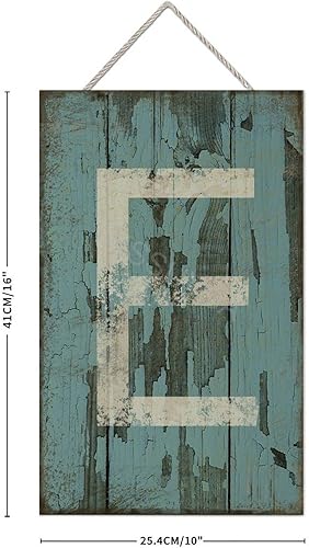 Vista 15 de Letrero colgante de madera con letra A, letrero de madera, decoración del hogar, 26 letras del alfabeto de metal, placa de madera, decoración