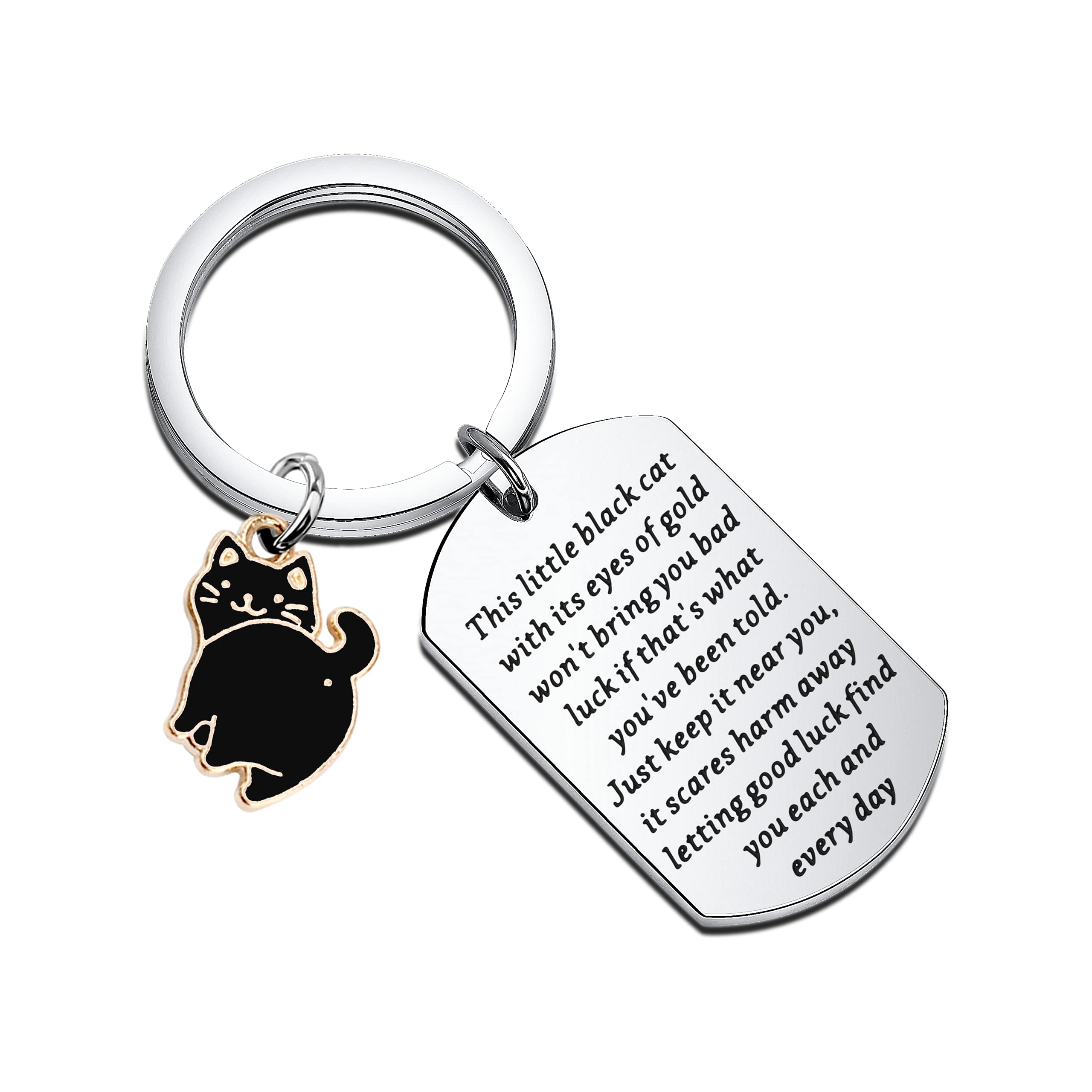 BLEOUKBlack Cat Keychain Lucky Charm Keychain Black Cat Themed Gifts Good Luck Cat Gift