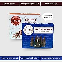 Vista 228 de TRUMIRI Incense Cones - Combo Pack of 20 Cone Incense - 10 Nag Champa + 10 Palo Santo - Insence Cones - Incense Cones Scented - Cone Incense Scents