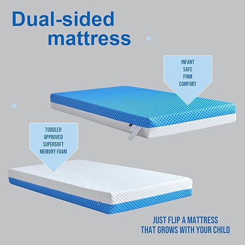 Miniatura 4 de Espuma viscoelástica de gel cómoda de doble cara, colchón transpirable para cuna de bebé, colchón de espuma viscoelástica, premium para bebés y
