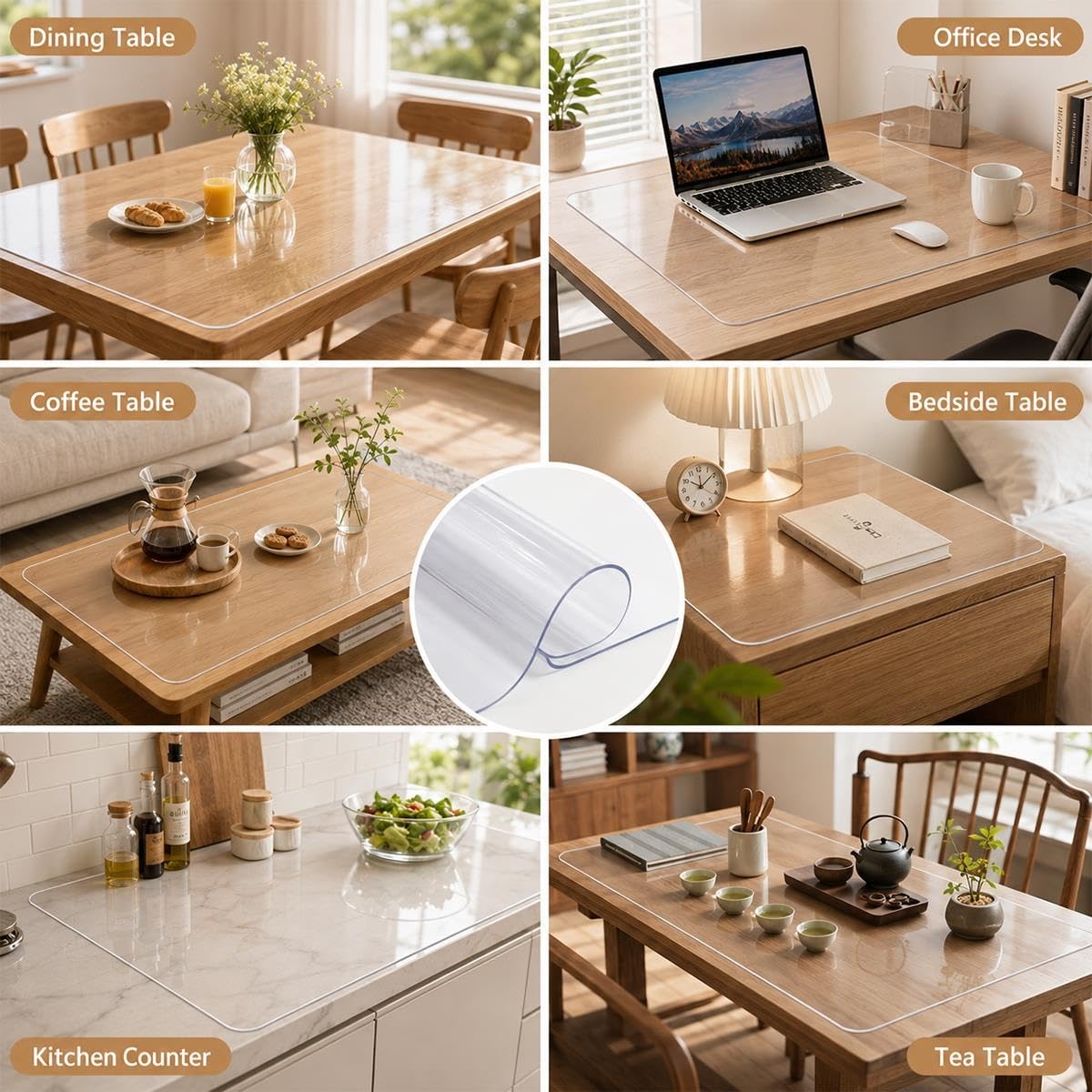 Tapis Protège-Sol Transparent pour Chaise de Bureau