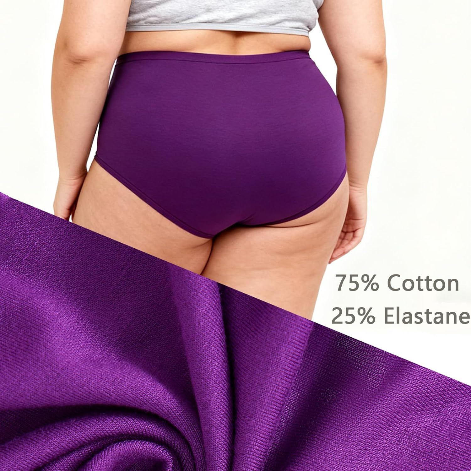 Womens Underwear Cotton Plus Size Briefs XL-5XL Mid High Waist Full Coverage Ladies Panties 5 Pack - Image 4