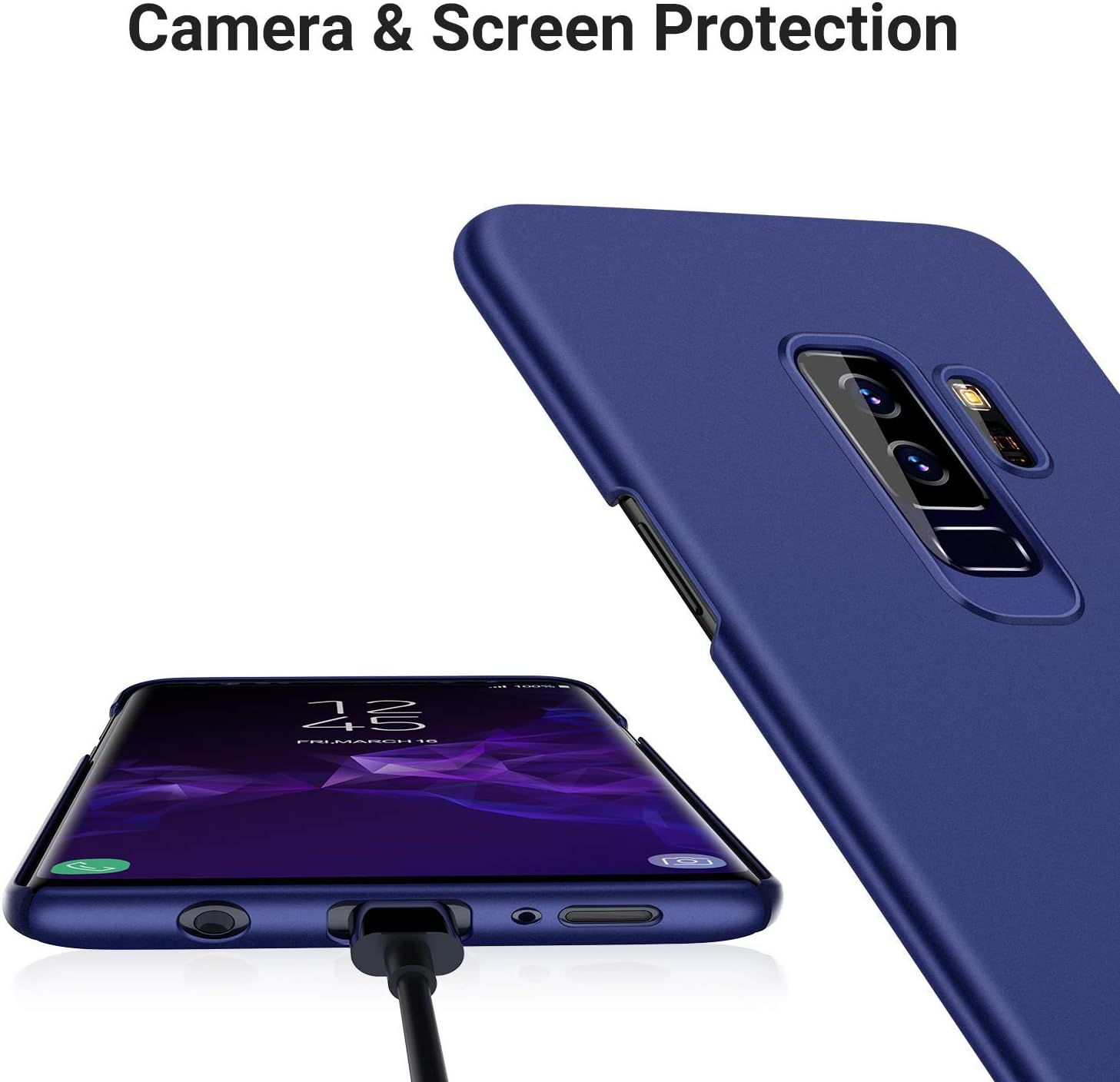 TORRAS Slim Fit Designed for Samsung Galaxy S9 Plus Case (2018), Hard Plastic Ultra Thin Phone Cover Matte Finish Grip Case for Samsung Galaxy S9 Plus, Navy Blue