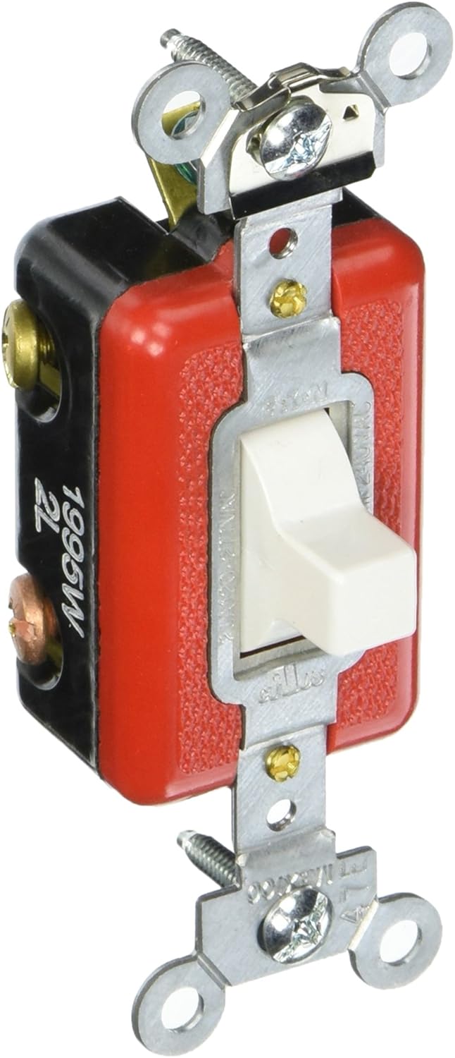 Eaton AH1995W 20 Amp 120/277V Industrial Grade Three Position Toggle Switch, White