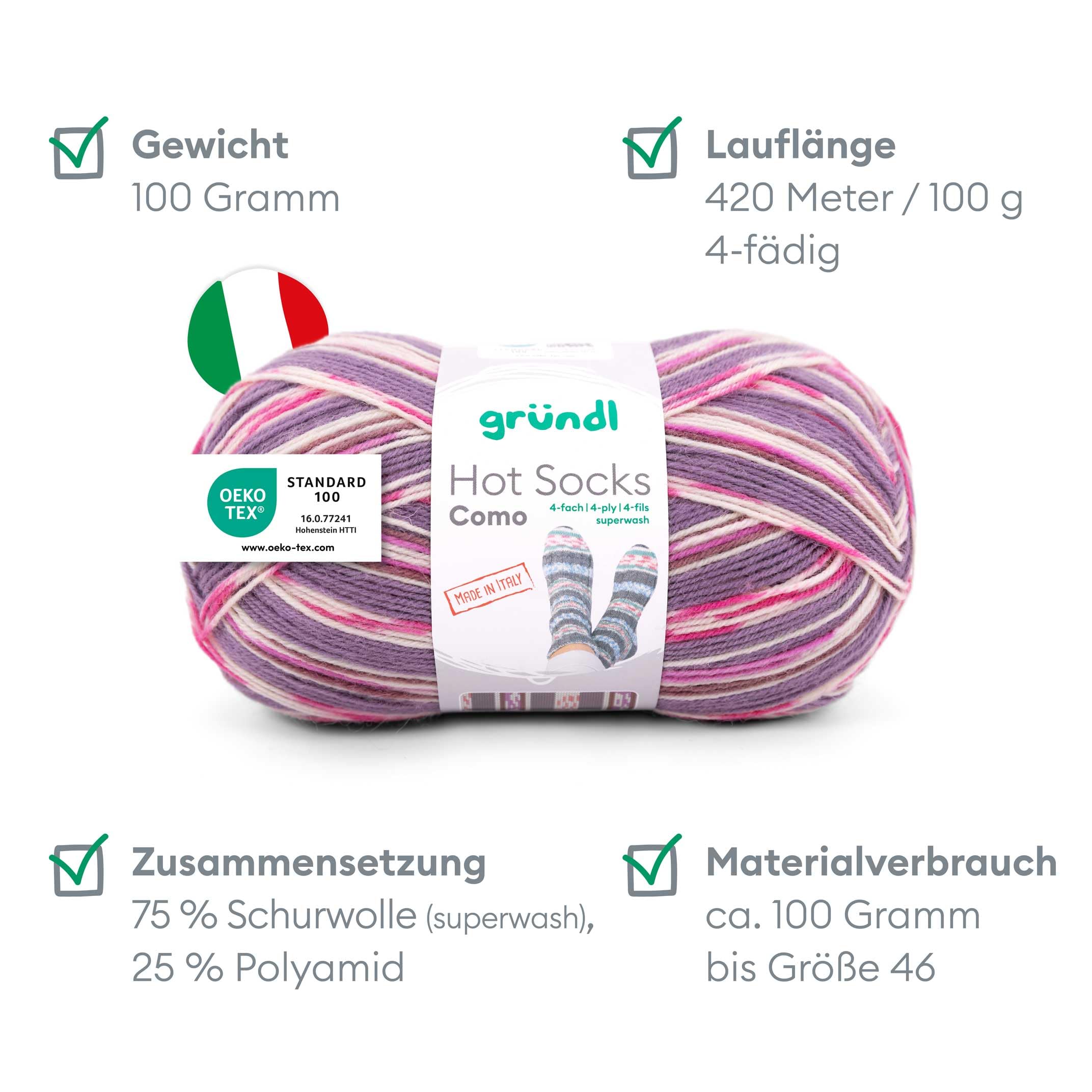 Gründl Wool Hot Socks Como 4-Ply - Sock Wool for 1 Pair of Socks - Sock Gründl Wool Hot Socks Como 4-Ply - Sock Wool for 1 Pair of Socks - Sock