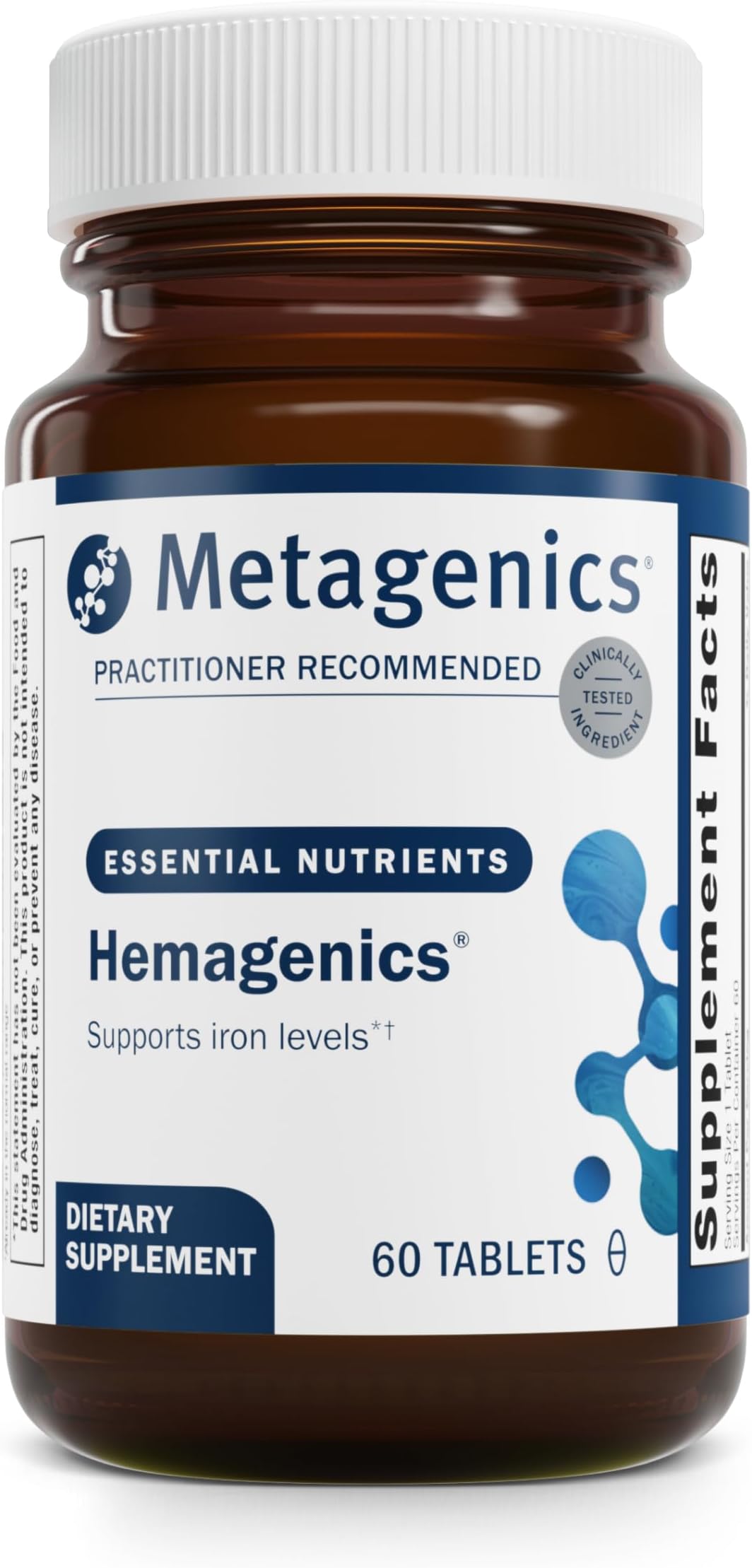 Hemagenics Iron Supplement with B12, B6 & Folate Supports Red Blood Cell Formation, Energy & Immune Health* Non-Constipating, Non-GMO, Gluten-Free, Vegetarian - 60 Tablets