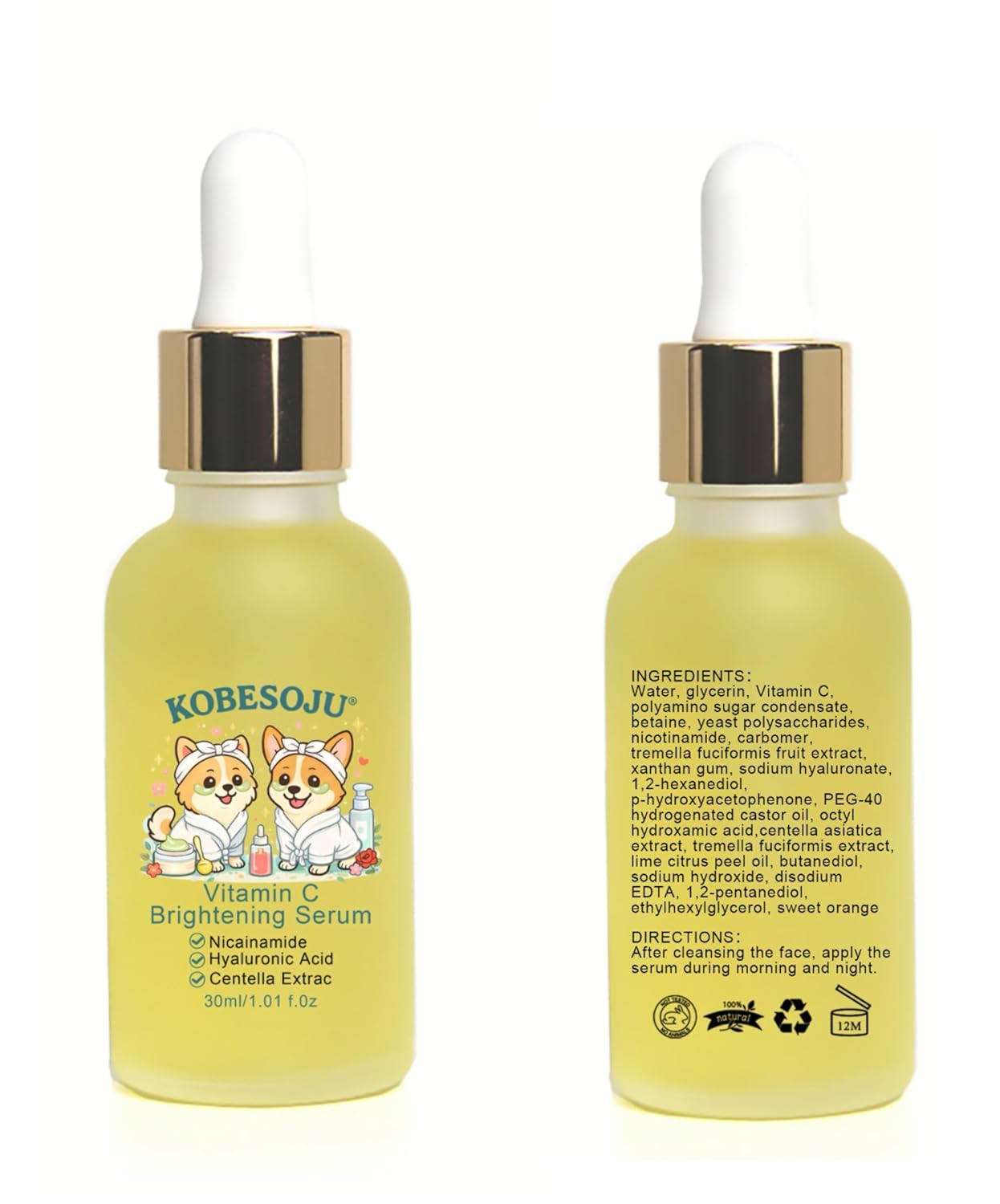Pawsitively Glow Vitamin C Brightening Serum with Nicainamide, Hyaluronic Acid and Centella Extract, 1.01 fl oz