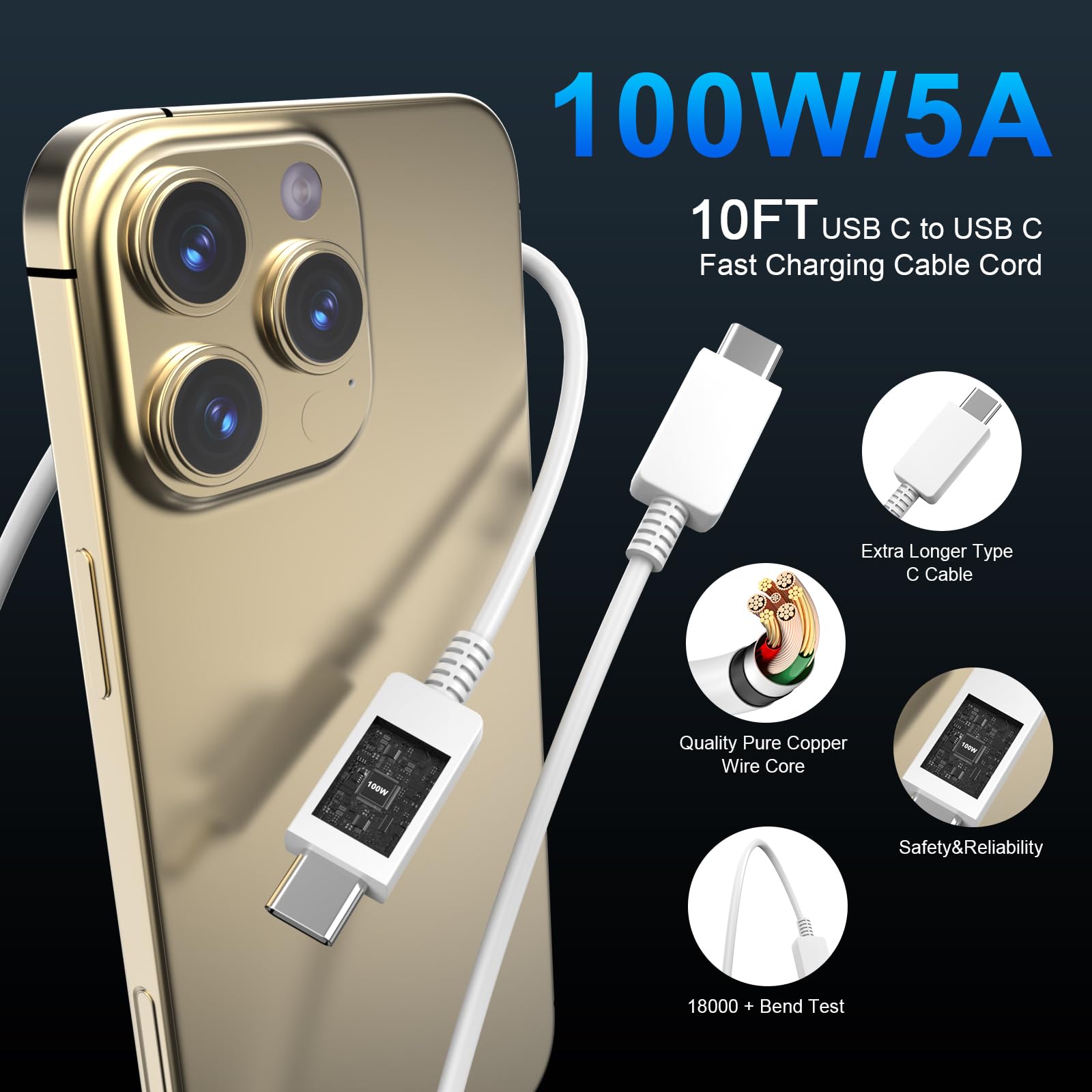 45W USB C Fast Charger Compatible for Google Pixel 9/9 Pro/9 Pro XL/8/8A/8 Pro/7 Pro/7A/7/6/5/4/3 XL, 2 Pack 45W Type C Wall Charger Super Fast Charging Block with 10FT Long USB C to USB C Cable Cord