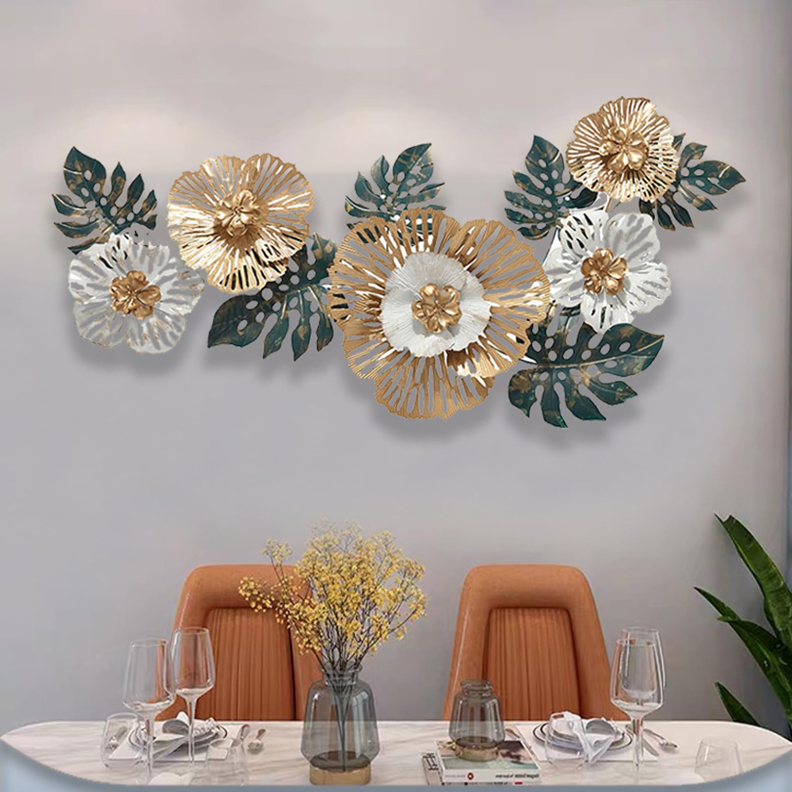 NNYCC Arte murale in metallo Scultura tridimensionale metallo texture metallo lavorate mano valorizzano l'arredamento della tua casa Ampio soggiorno arredamento per casa 138x57 cm,138cm
