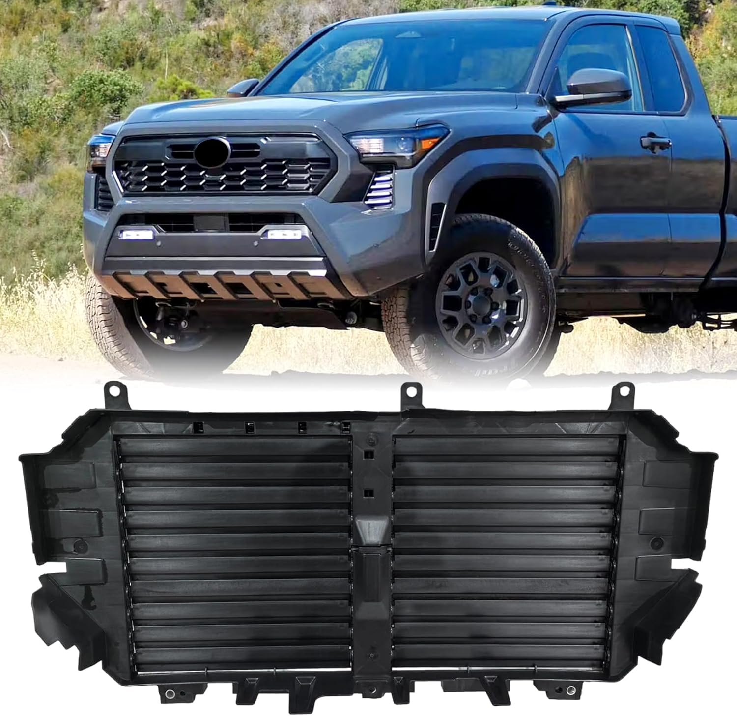 Front Upper Grille Air Radiator Shutter Control W/o Motor Fit for 2024-2026 Toyota Tacoma Grille Shutter Active Air Louver Replacement For 53100AK011