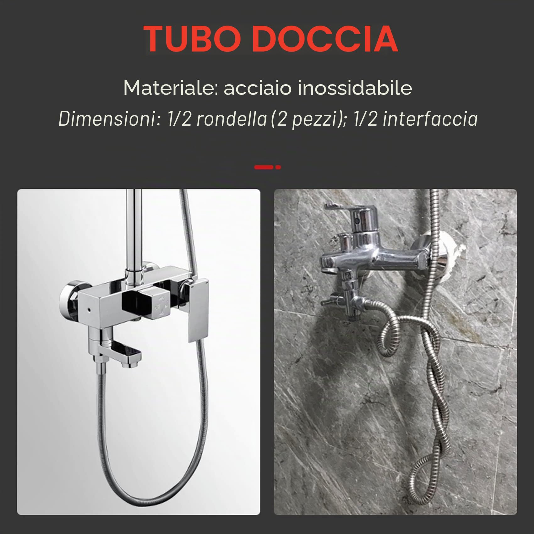 RETTI Tubo flessibile in acciaio , 80 cm