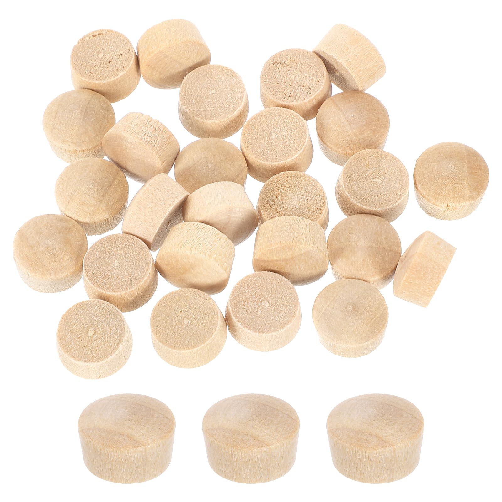 sourcing map 36Pcs Wood Button Plugs, 9mm/0.35" Flat Head Hardwood Screw Hole Plug Wooden Caps Buttons Wood Plug for Furniture Woodworking Craft Decor (10mm x 9mm)