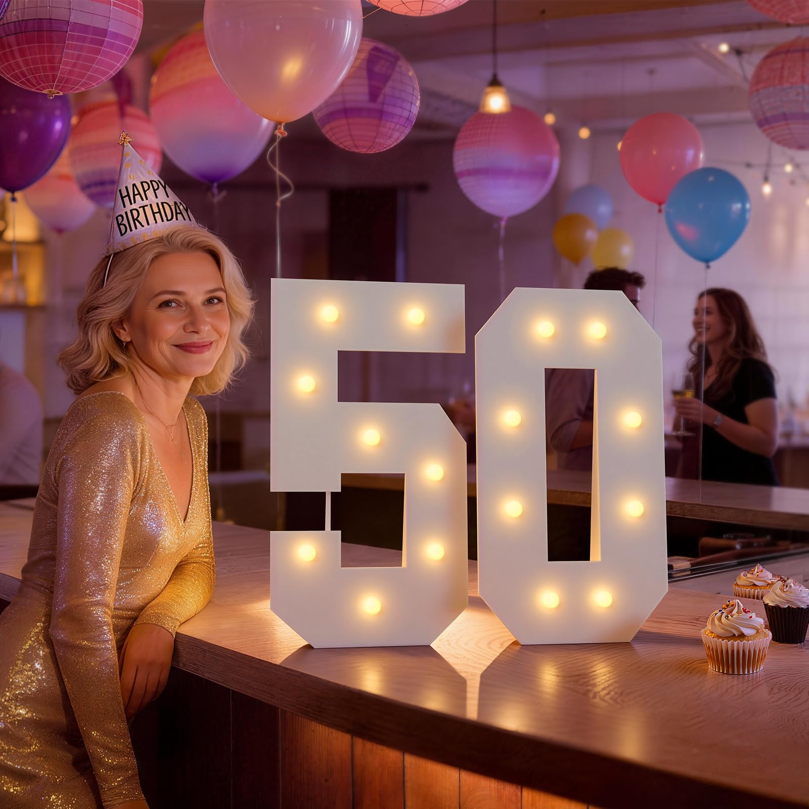 Décoration de fête d'anniversaire amusante 50 ans avec grand chiffre de 70 cm