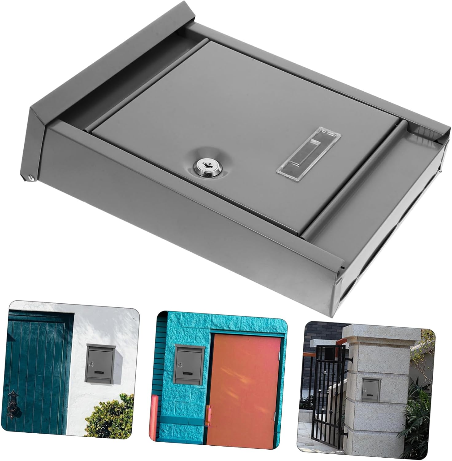 DOITOOL Outdoor Wall Mount Mailbox Vintage Locking Mailbox Iron Suggestion Box Accessories
