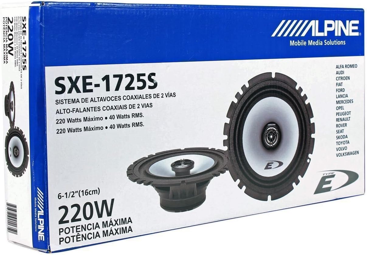 (2) Pairs Alpine SXE-1725S 6.5" 40 Watt RMS 4 Ohm 2-Way Coaxial Car Audio Speakers