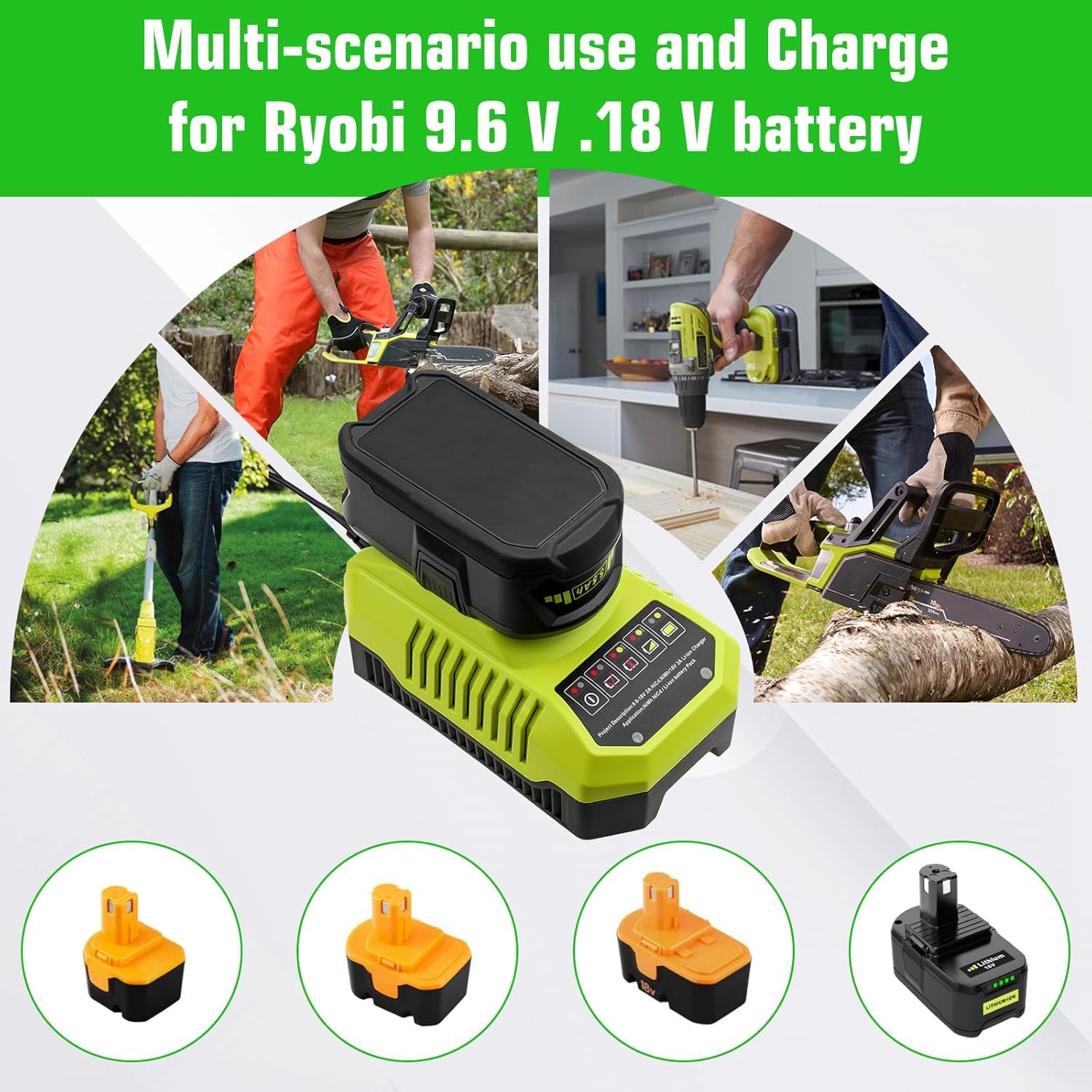 2 * Batteria per Ryobi 18V 5.5Ah Exemoro batteria di ricambio e BCL14181H 9.6V-18V caricabatterie di ricambio per Ryobi RB18L50 RB18L40 RB18L30 RB18L25 RB18L20 RB18L15 P108 P189 P190 P191 P192 etc