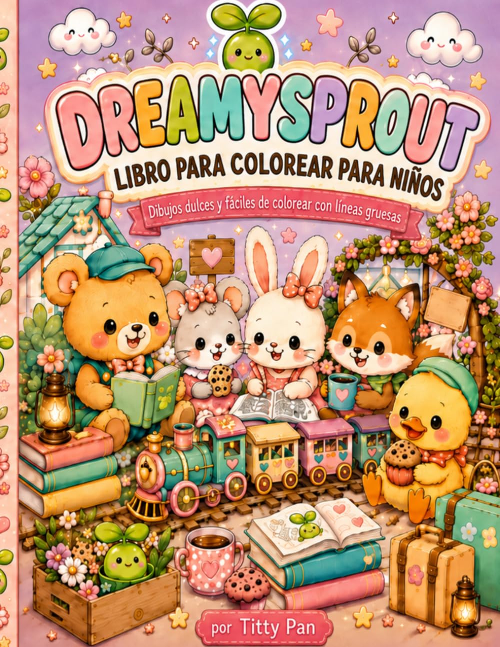 DreamySprout Libro para Colorear para Niños: Dibujos dulces y fáciles de colorear con líneas gruesas