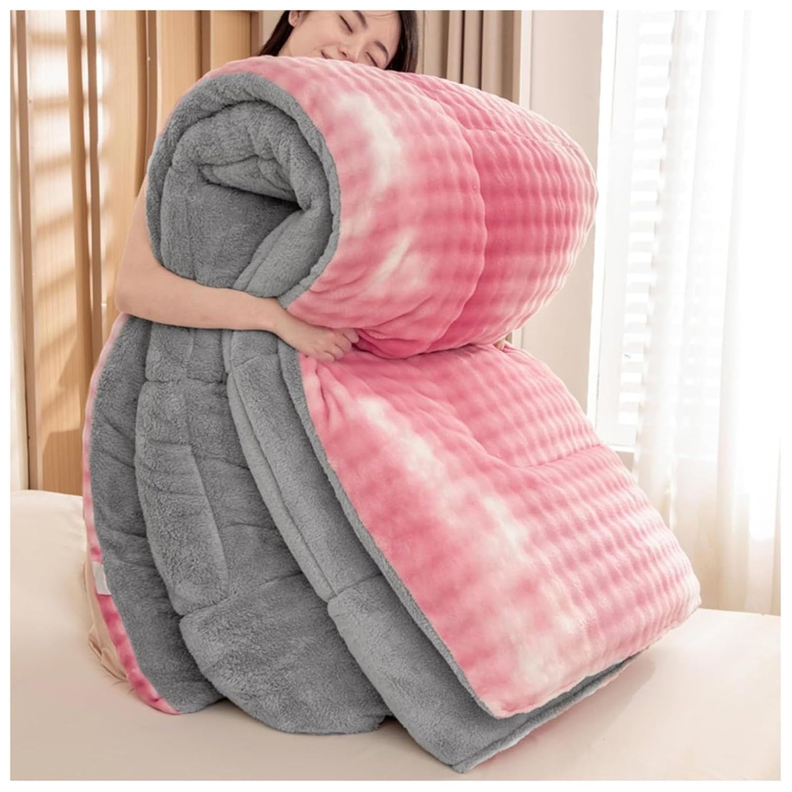 LLiuvcc Super Warm Lamb Quilt Winter Blanket,Winter Cashmere Breathable Warmth Fluffy Plush Comforter Core,for Cold Weather(Color1,180x220cm(4kg))
