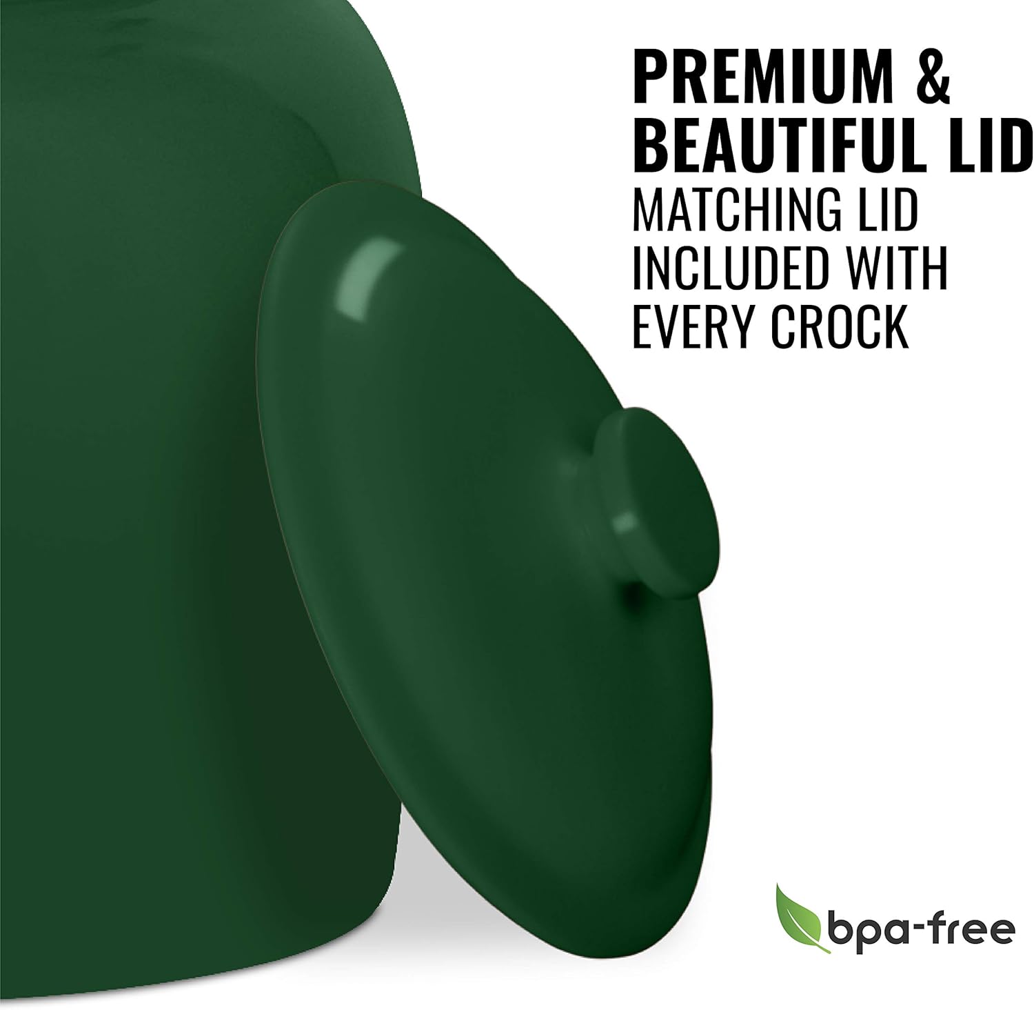 Geo Sports Porcelain Ceramic Crock Water Dispenser, Stainless Steel Faucet, Valve and Lid Included. Fits 3 to 5 Gallon Jugs. (Solid Green)
