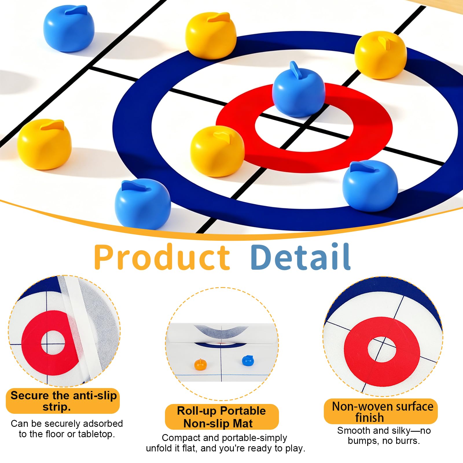 Mini Juego de Curling Mesa, 133 * 28 cm Juego Familiar de Tablero Curling, para Familia Fiesta Oficina Navidad Cumpleaños Interacción Entre Padres e Hijos Adultos y Niños