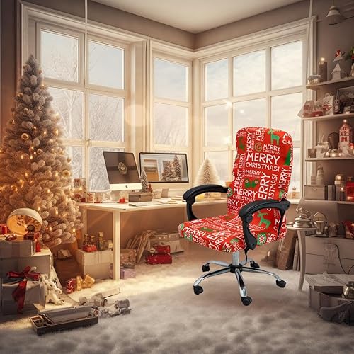 Miniatura 7 de Fundas para silla de oficina de Navidad, funda protectora universal elástica para silla de jefe de respaldo alto moderno y sencillo (XMAS05, M)