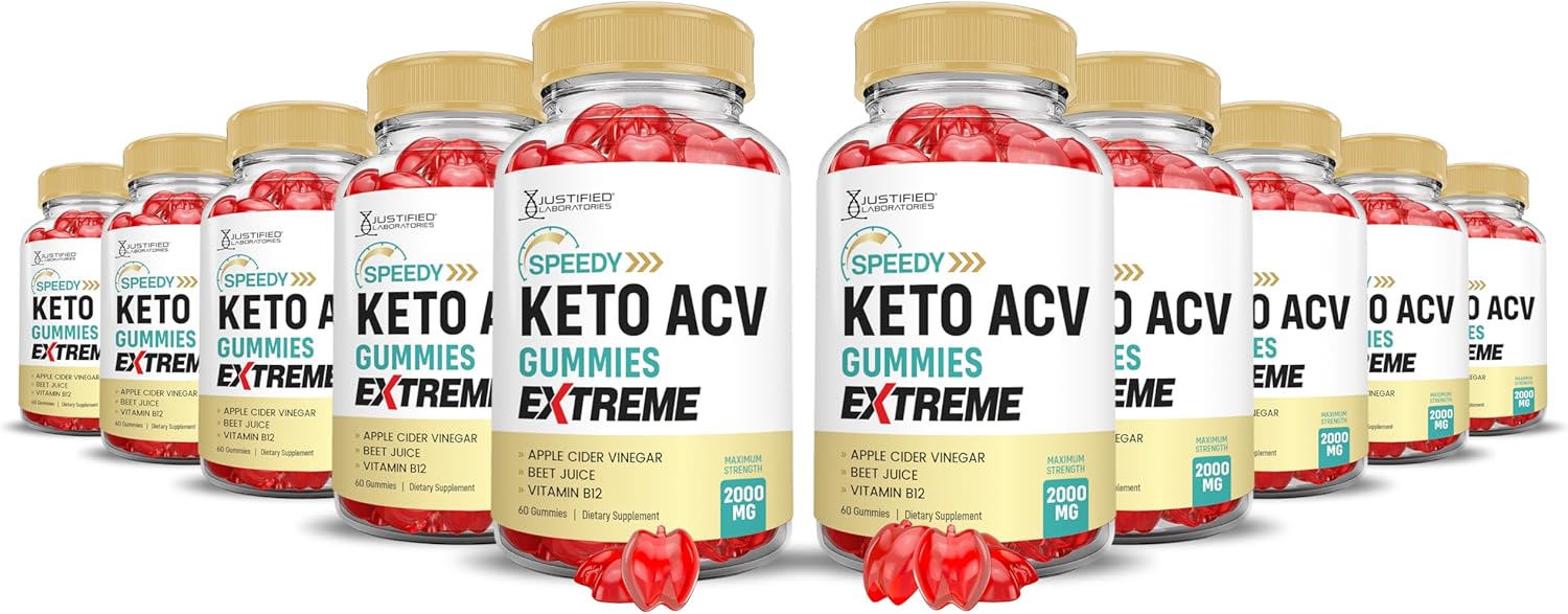 (2 Pack) Speedy Keto ACV Gummies Extreme 2000MG Speedy Keto Gummies Advanced Formula Apple Cider Vinegar with Pomegranate Beet Juice Powder B12 Vegan Non GMO 60 Gummys