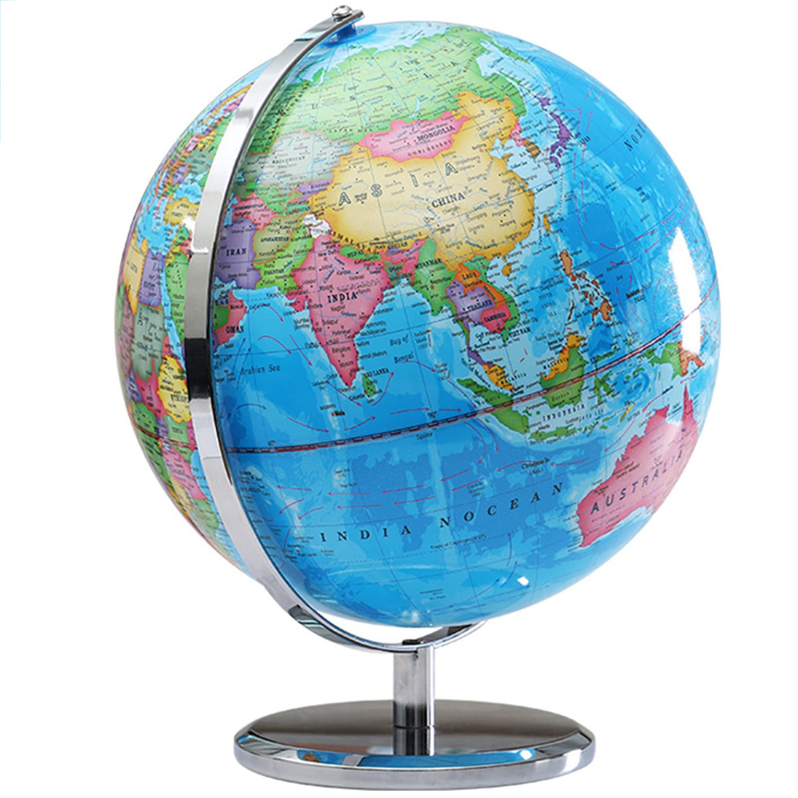 Globo del mondo con supporto, mappamondo geografico educativo con luci LED, lampada da scrivania illuminata, mappa della terra per apprendimento interattivo, casa, ufficio