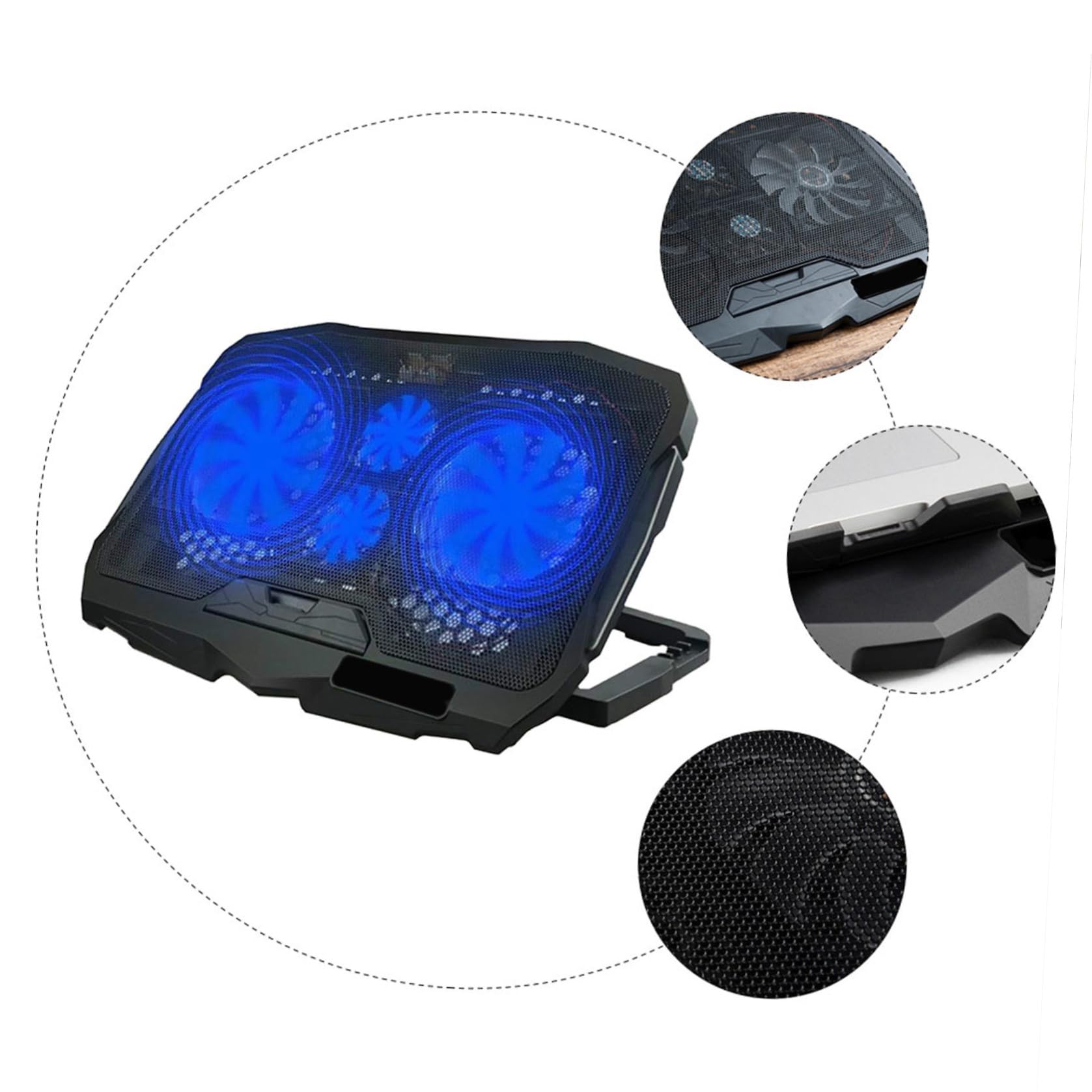 Supporto Portatile per Laptop Sistema di Raffreddamento per Notebook in Rame, Base di Raffreddamento Portatile Silenziosa 4 Ventole per Vacanze Estive