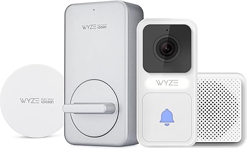 Wyze Lock & Video Doorbell con paquete de timbre, bloqueo inteligente habilitado para Wi-Fi y Bluetooth con timbre de video IP65 con cable