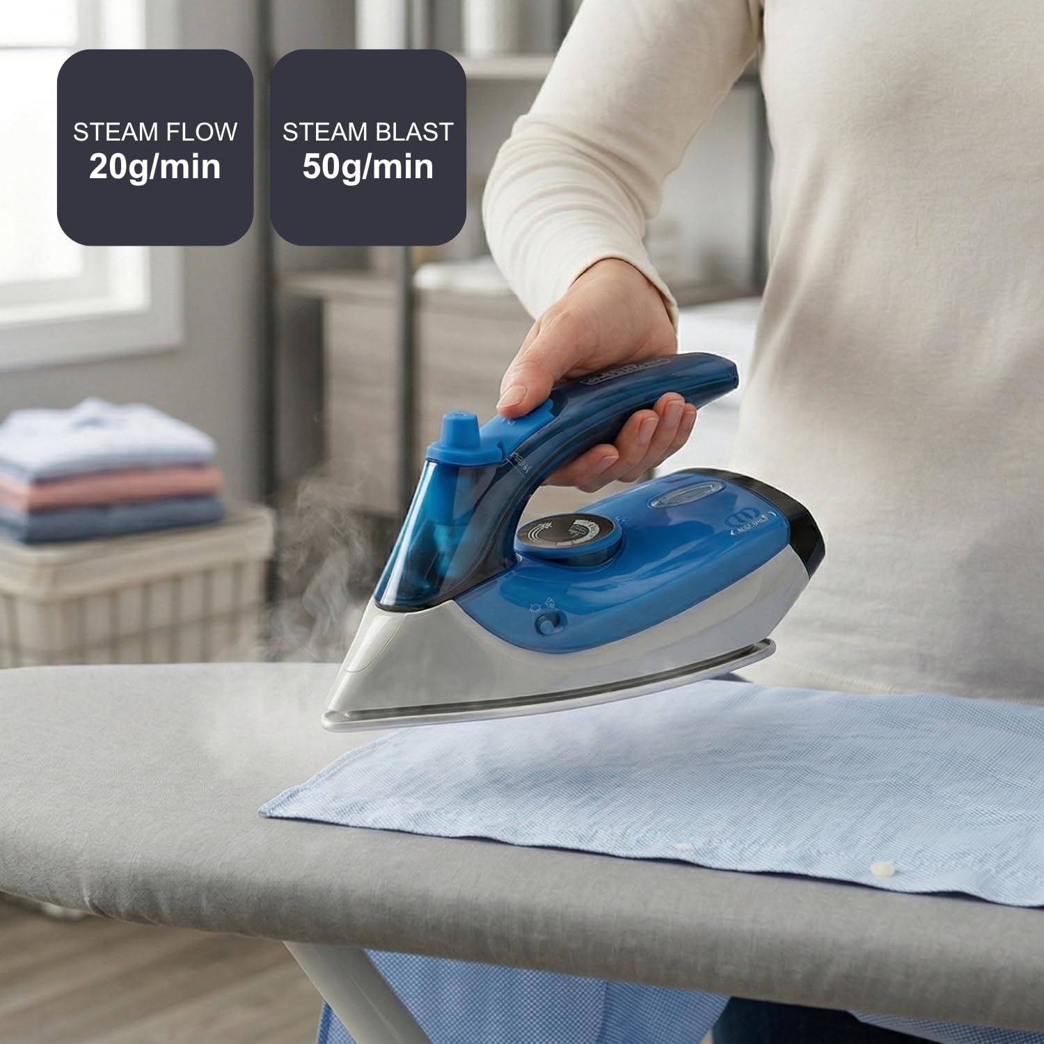 Fer à Repasser De Voyage Hinari Lifestyle IR680 – Double Tension 120V-230V, Pliable Et Léger, Gris