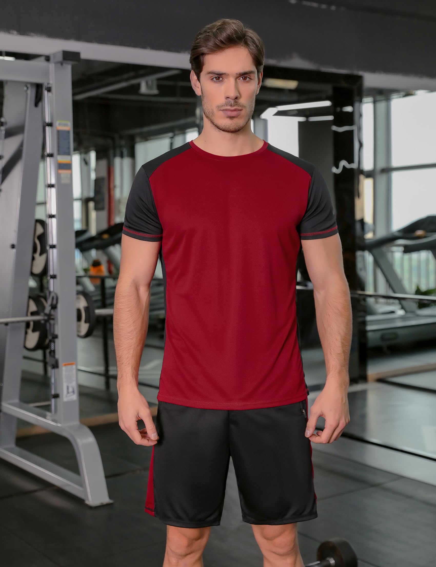 Conjunto Deporte Hombre Corto manga corta Conjuntos de Chandal Hombre Verano Traje de Entrenamiento Gimnasio Elástica Secar Rápido Ropa Deportiva Hombre Correr Bici