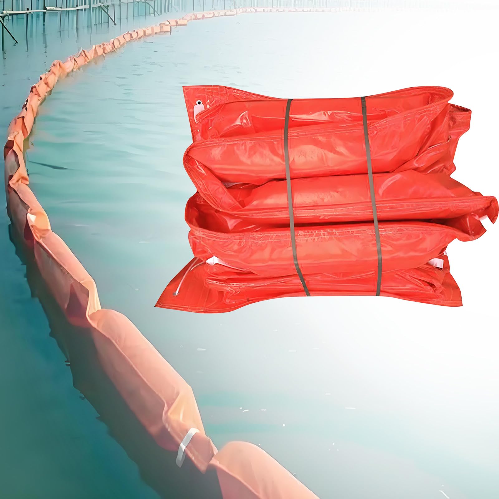 Barreras flotantes de PVC para el Control de la contaminación del Agua, barreras flotantes de Colores Brillantes, 20 m x 110 cm para ríos, Lagos y Puertos, fácil despliegue, soluciones efica