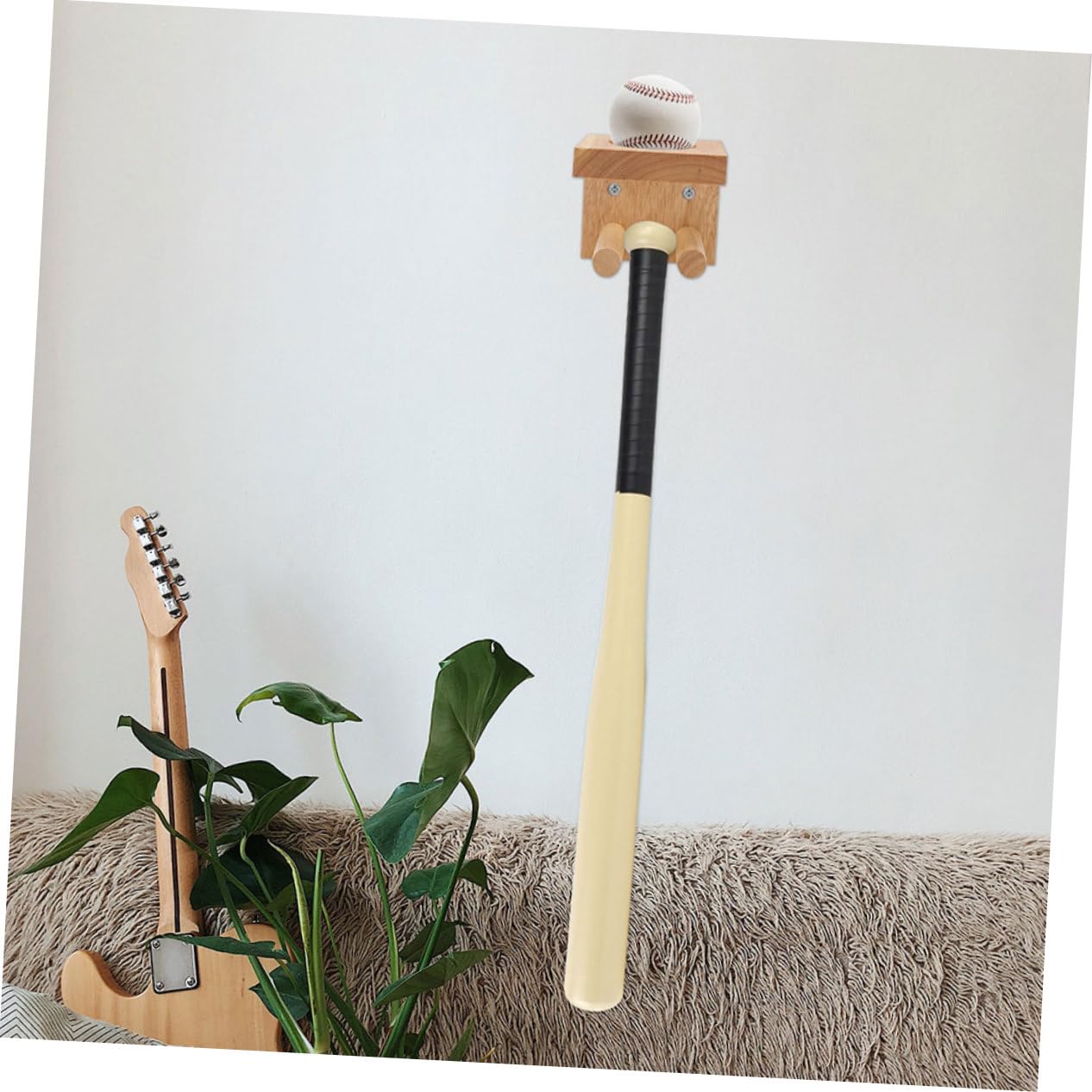 GOOHOCHY Baseball Bat Holder for Wall 2pcs Wooden Bat Mount Modern Sports Equipment Storage