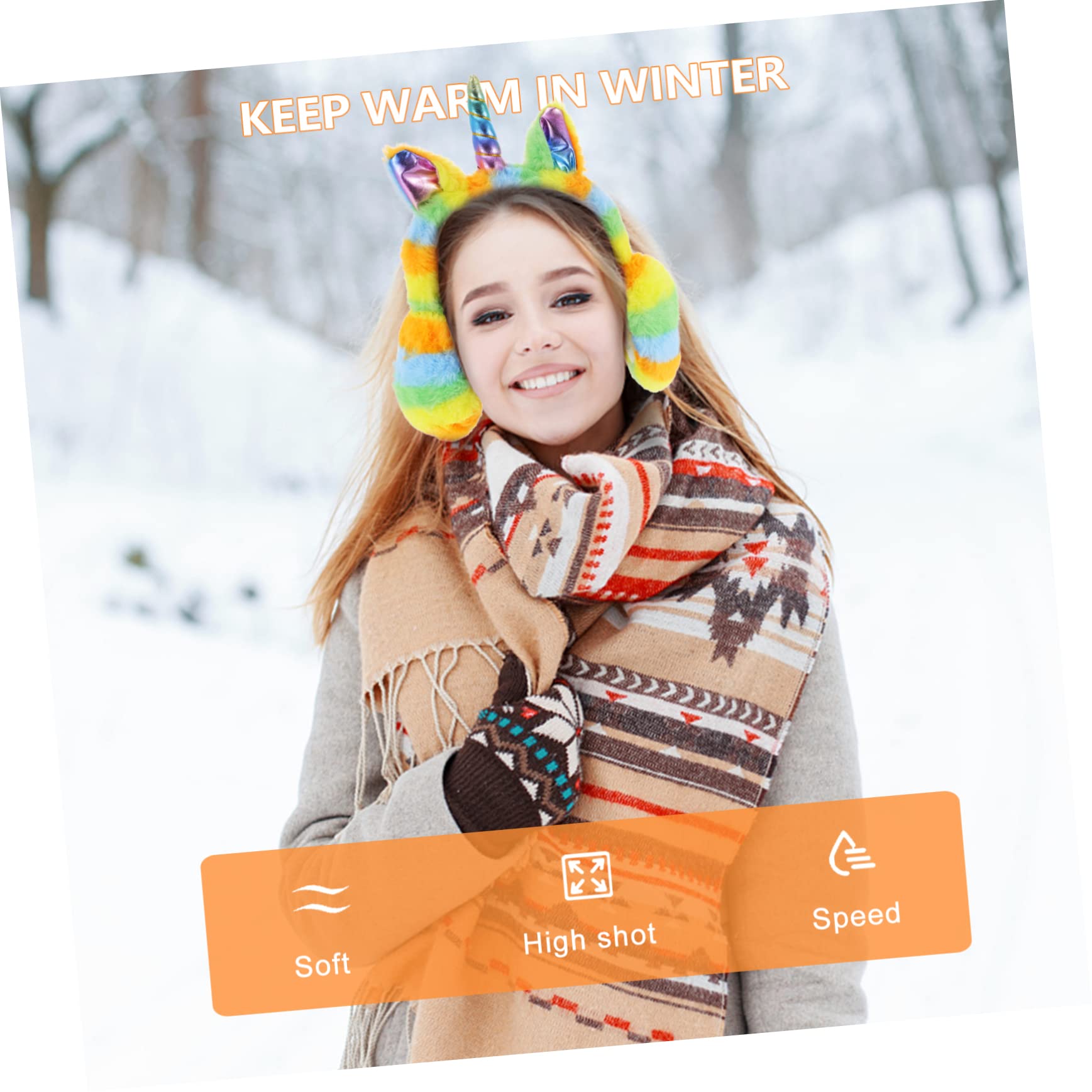 FRCOLOR Ear Cover for Winter Plush Boys and Girls Earmuffs Unicorn Design Windproof Ear Protector
