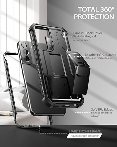 Miniatura 5 de Dexnor Funda para Samsung Galaxy S22 Plus, [protector de pantalla y soporte integrados] Protección de grado militar resistente a prueba de golpes