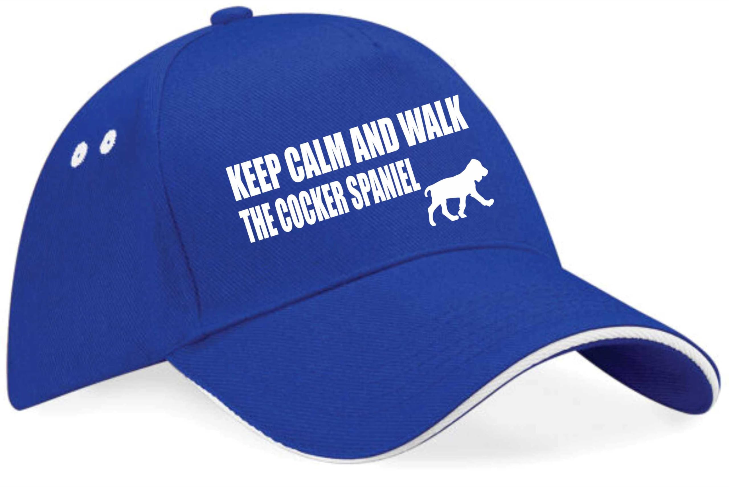 Print4U Keep Calm Walk Cocker Spaniel Baseball Cap Dog Lovers Gift Men & Ladies Blue