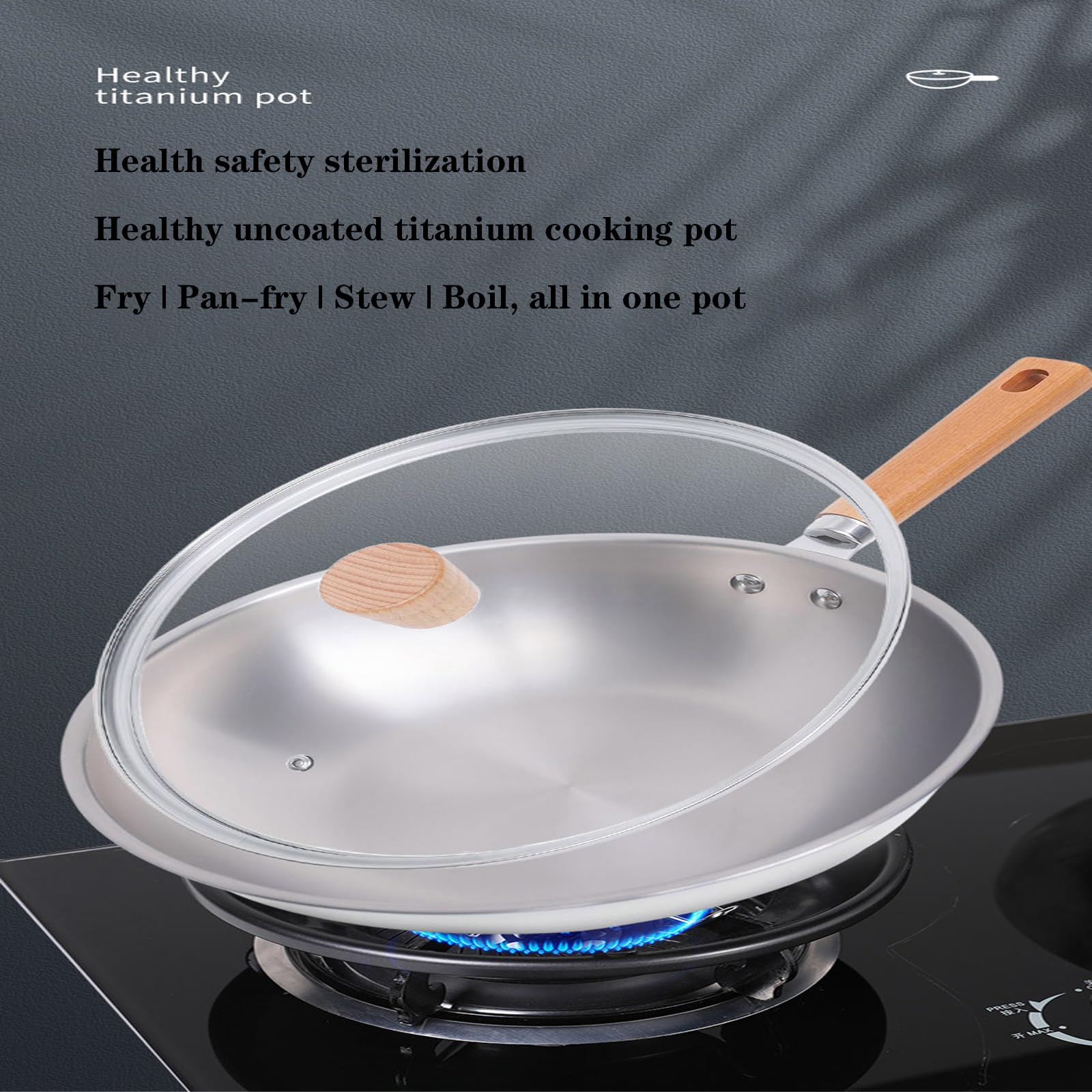 Ultralekki Tytanowy Garnek I Patelnia Wok Tytanowa I Ceramiczna Patelnia Wok Z Powłoką Nieprzywierającą, Patelnia Wok Z Powłoką Nieprzywierającą I Szklaną Pokrywką – Patelnia Do Głębokiego Mieszania
