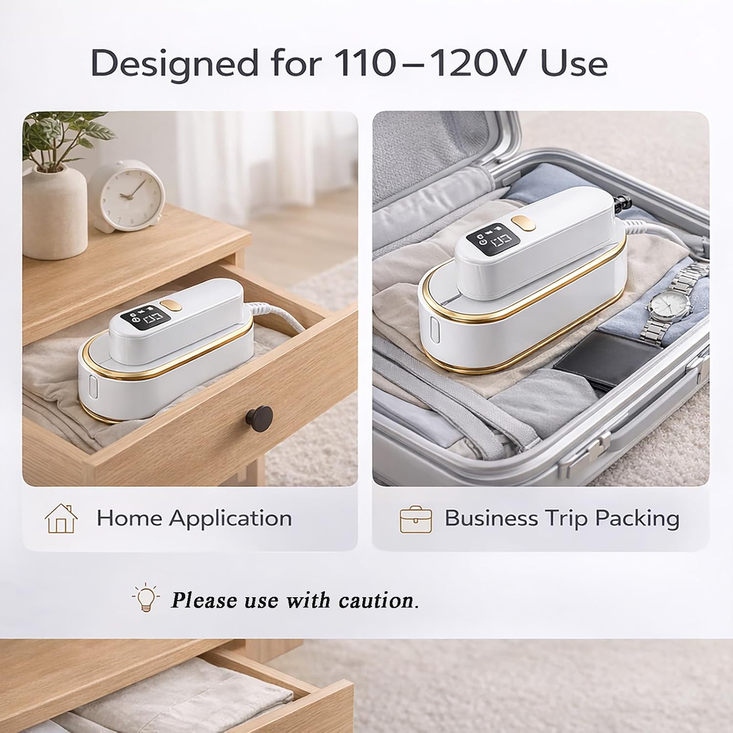 Portable Travel Steamer for Clothes, 1200W 2-in-1 Steamer & Iron, 10s Fast Heat, 4 Steam Modes with LED Display, 150ml Water Tank, Compact Wrinkle Remover for Home & Travel (White)
