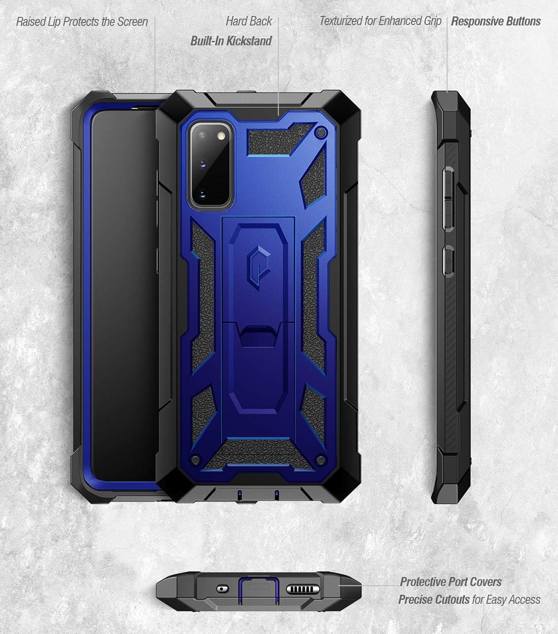Crazy Clearance Poetic Spartan Series Designed for Samsung Galaxy S20 Case, Full-Body Rugged Dual-Layer Metallic Color Accent Premium Leather Texture Shockproof Protective Cover with Kickstand, Metallic Green