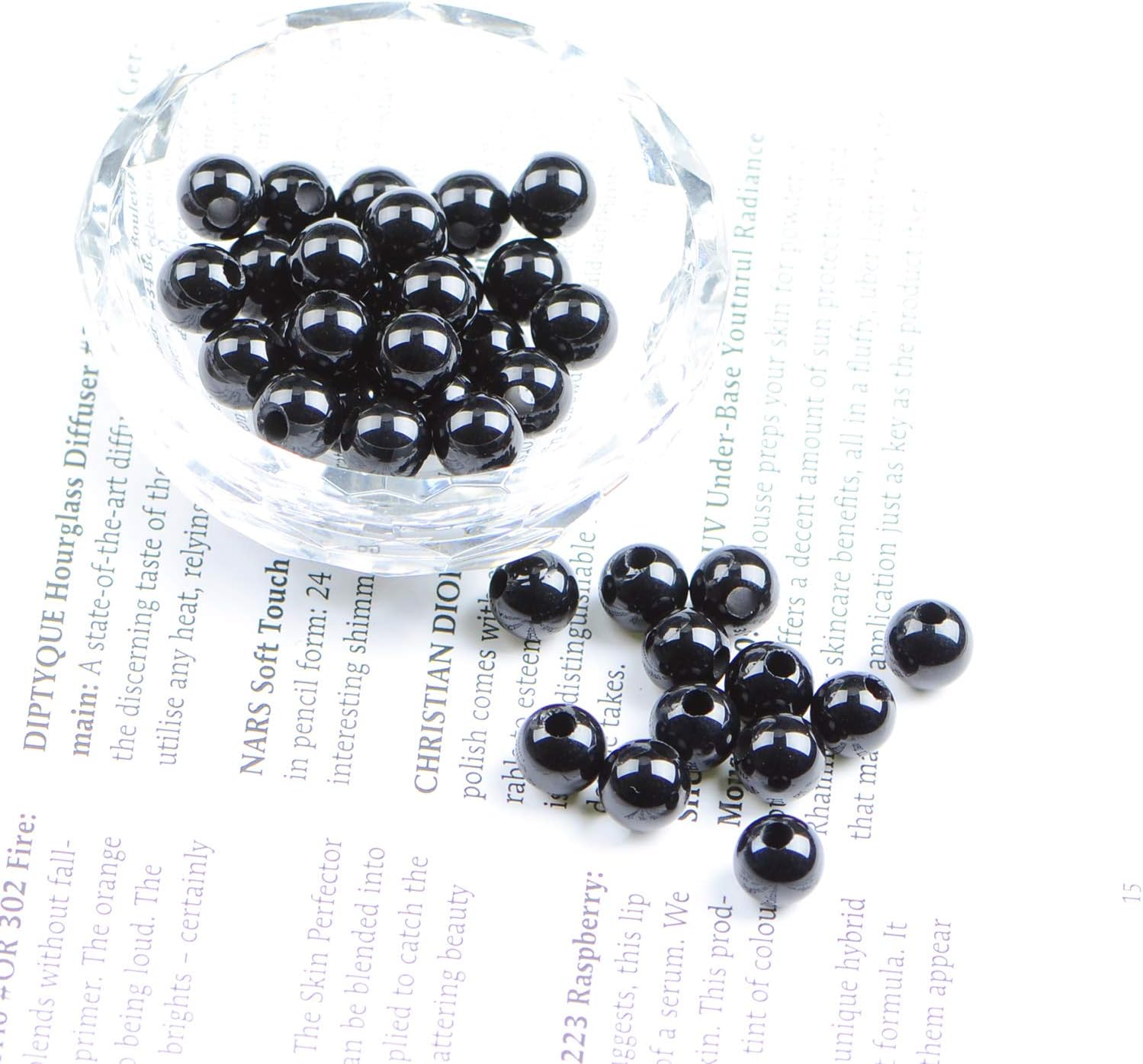 AD Beads Natural Gemstone 8mm Round Loose Beads Big Hole 2.5mm Sized 40pcs (Black Onyx) - Image 3