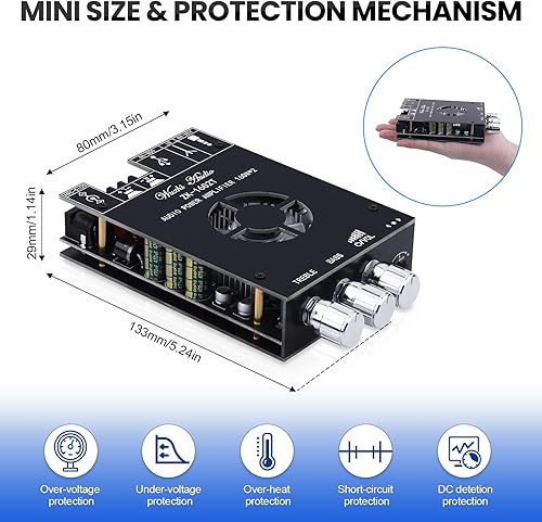 Miniatura 6 de ZK-1602T Bluetooth 5.0 amplificador de potencia para altavoces domésticos 2.0 canales 160W+160W estéreo mini amplificador módulo TDA7498E chip WTB,