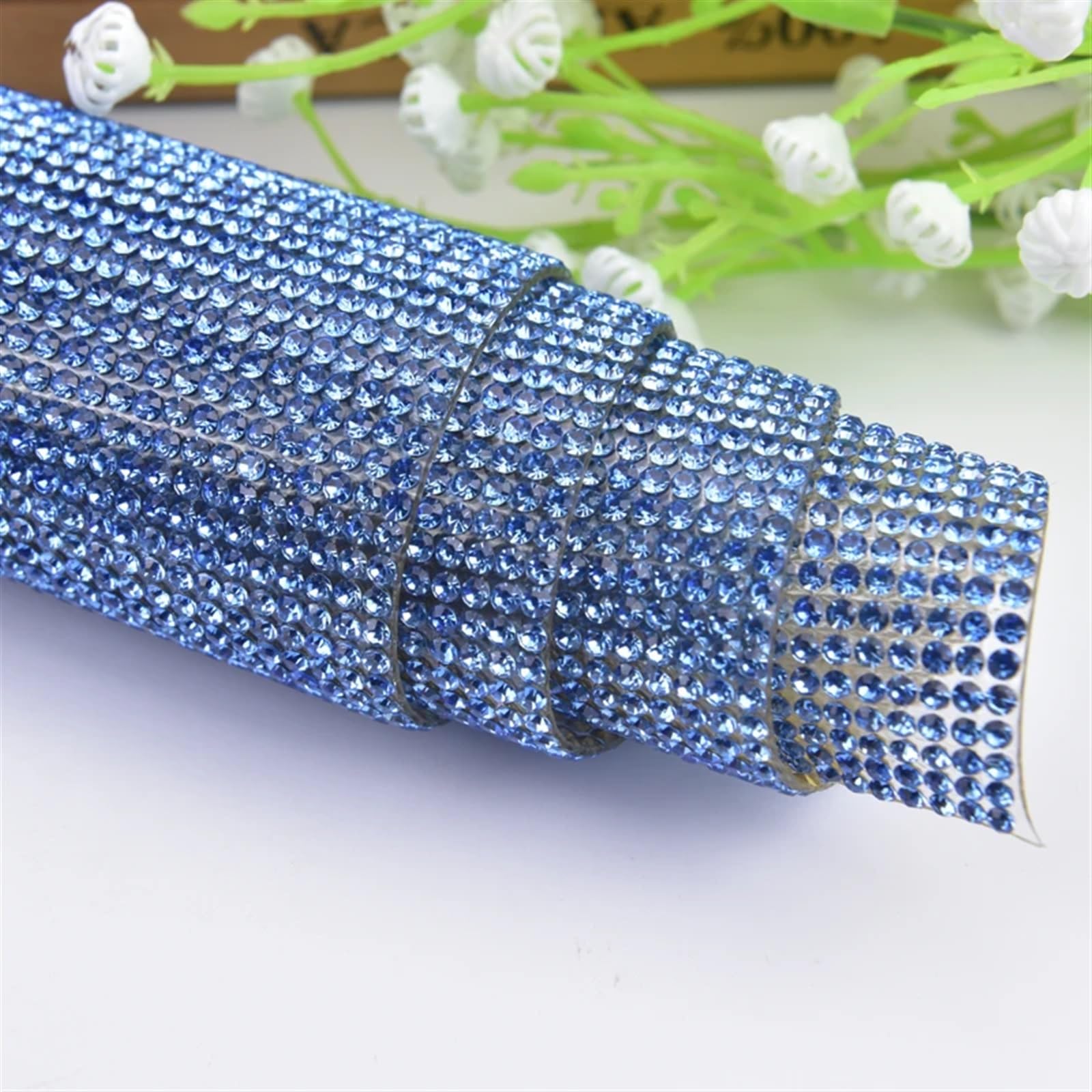 Samoprzylepna taśma wstążkowa z kryształkami górsk Rolka z siatki diamentowej pełnym kryształowym wykończeniem do majsterkowania(Clear Crystal Color,24x40cm)
