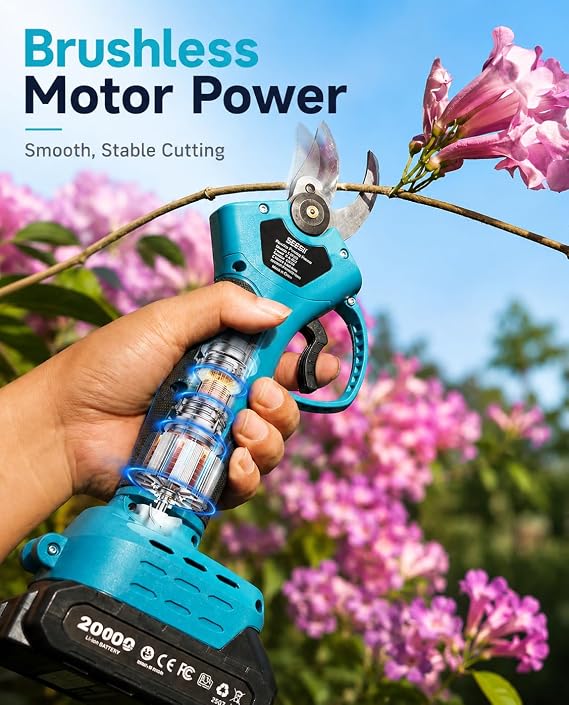 SEESII Electric Pruning Shears, 1.4 Cutting Cordless Pruner for Gardening