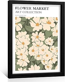 Framed Flower Market Posters Wall Art - Floral Poster Botanical Decor Print Vintage Plants Prints Canvas for Living Room B...